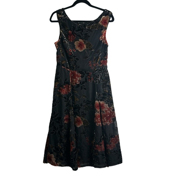 Betsey Johnson burn out velvet crepe floral mid dress size 10 grunge whimsigod - Picture 3 of 13